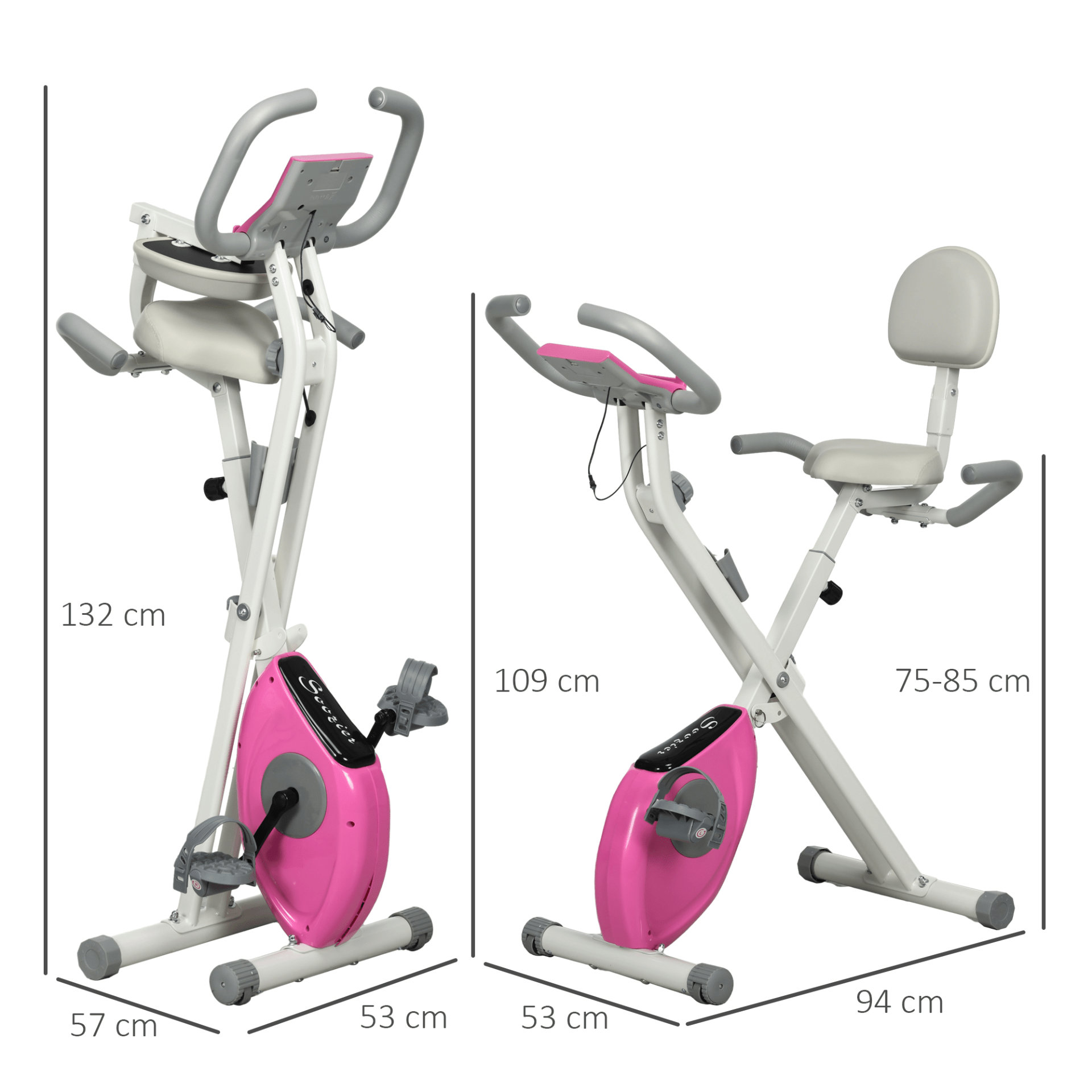 Folding Exercise Bike with 8 Levels Resistance & Adjustable Backrest | HOMCOM Fitness Bike - Fitness Max