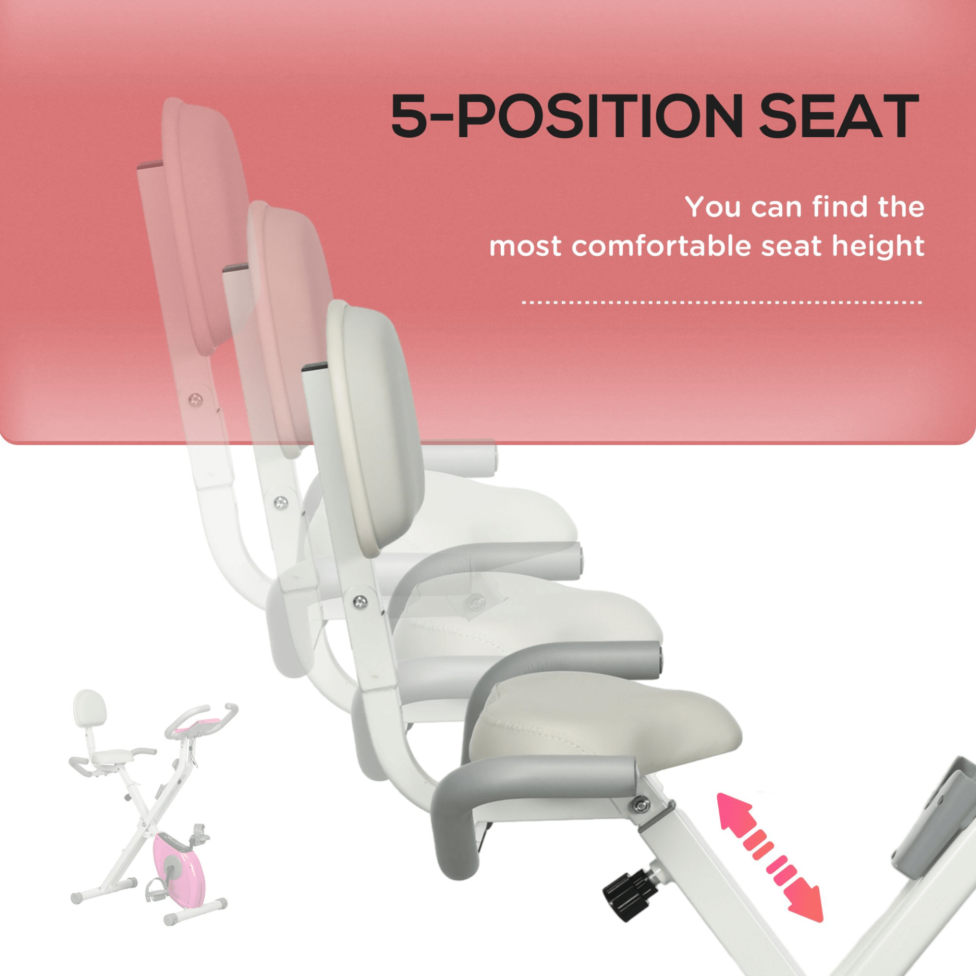 Folding Exercise Bike with 8 Levels Resistance & Adjustable Backrest | HOMCOM Fitness Bike - Fitness Max