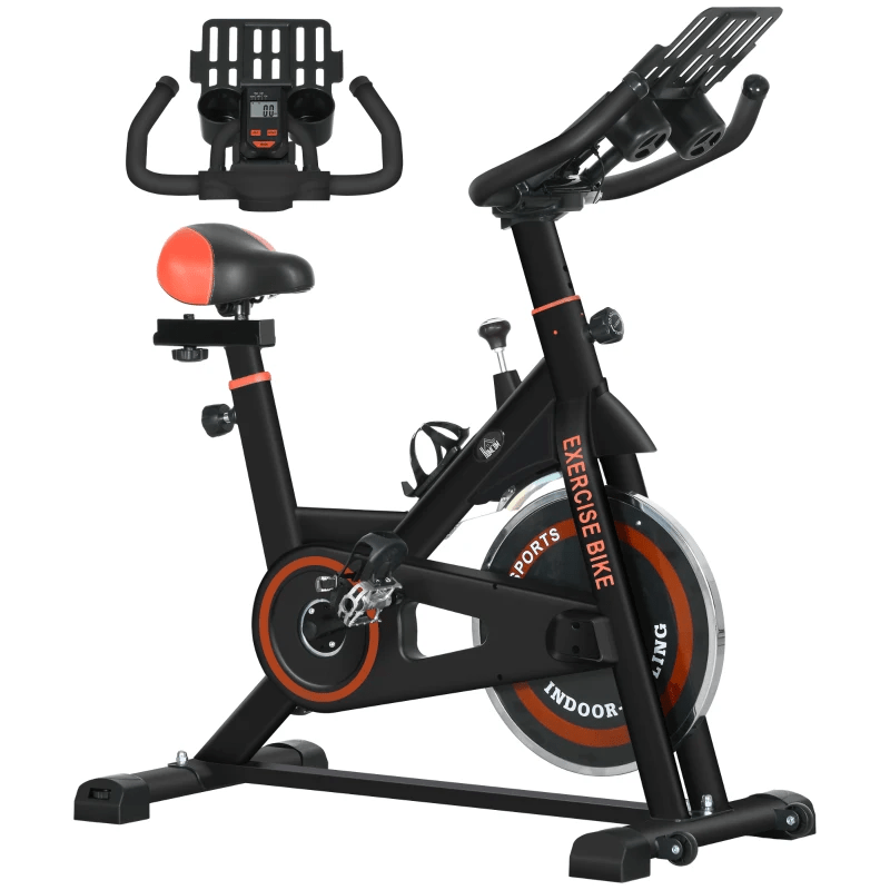 HOMCOM Indoor Cycling Bike with 8kg Flywheel, Adjustable Resistance, Black Color - Fitness Max