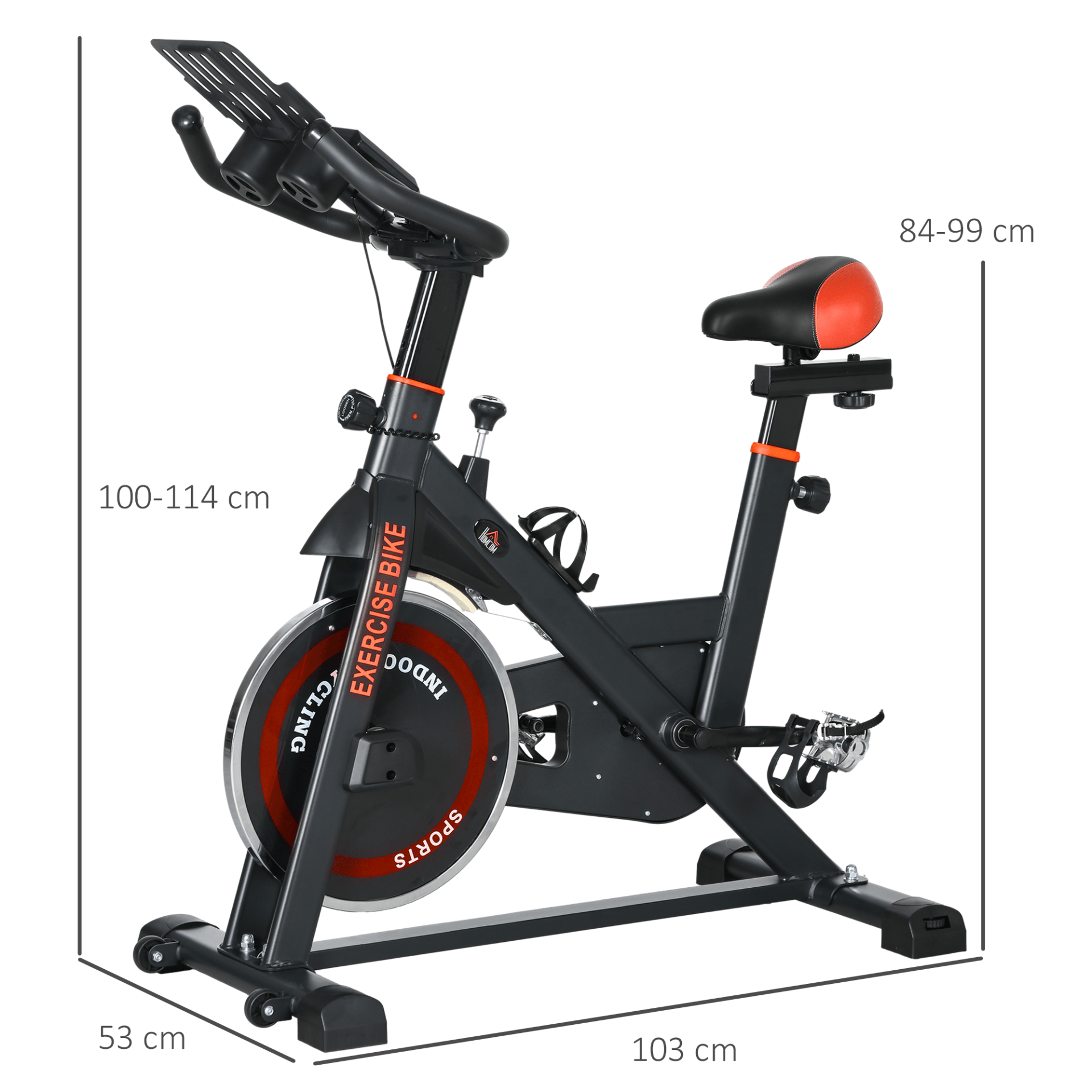 HOMCOM Indoor Cycling Bike with 8kg Flywheel, Adjustable Resistance, Black Color - Fitness Max