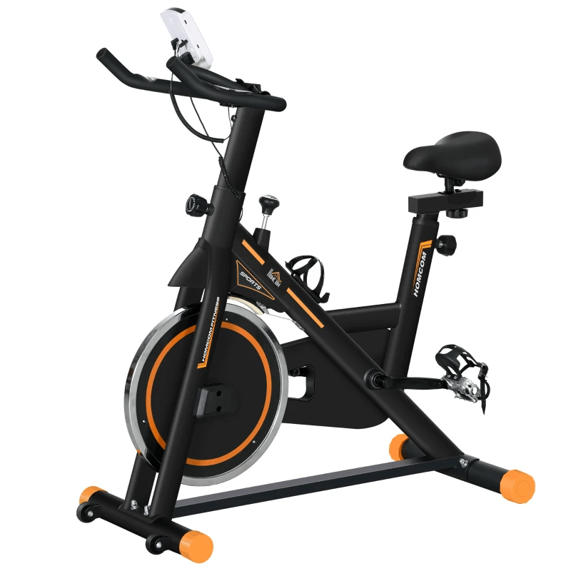 HOMCOM Indoor Exercise Bike with LCD Display, Heart Rate Sensor - Adjustable Cycling - Fitness Max