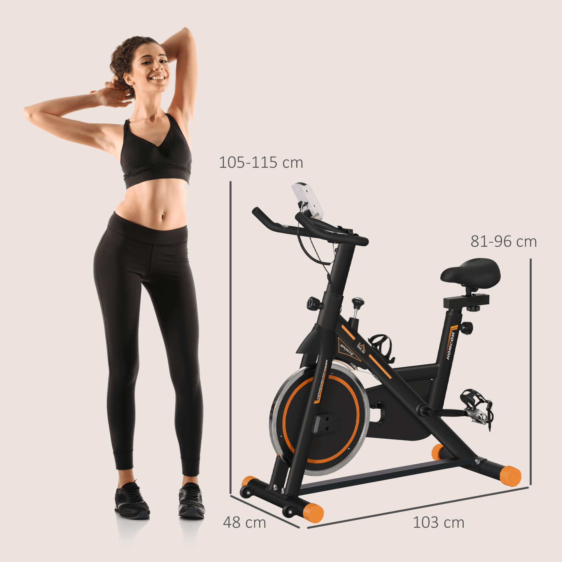 HOMCOM Indoor Exercise Bike with LCD Display, Heart Rate Sensor - Adjustable Cycling - Fitness Max
