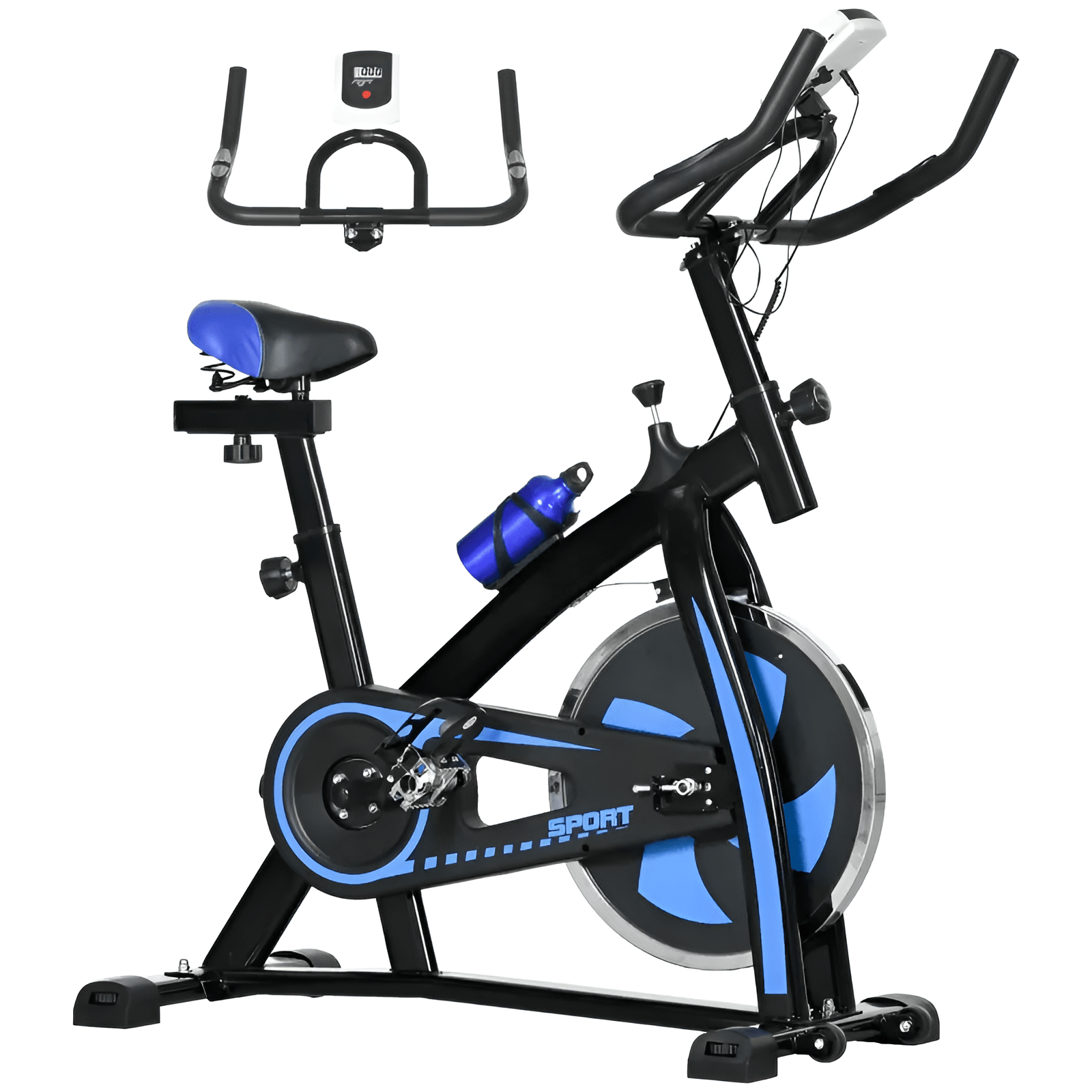 Indoor Exercise Bike with Adjustable Seat, LCD Monitor, Quiet Belt Drive - Fitness Max