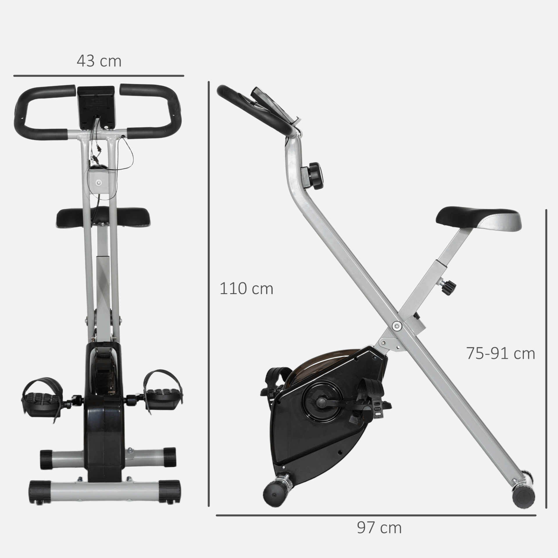 Exercise Bike SPORTNOW Foldable Exercise Bike with 8-Level Magnetic Resistance