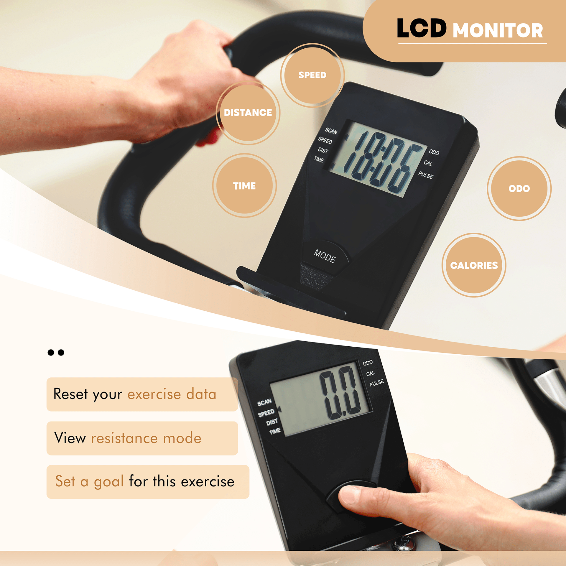 Sportnow Folding Exercise Bike with 8-Level Magnetic Resistance & Heart-Rate Sensor - Fitness Max