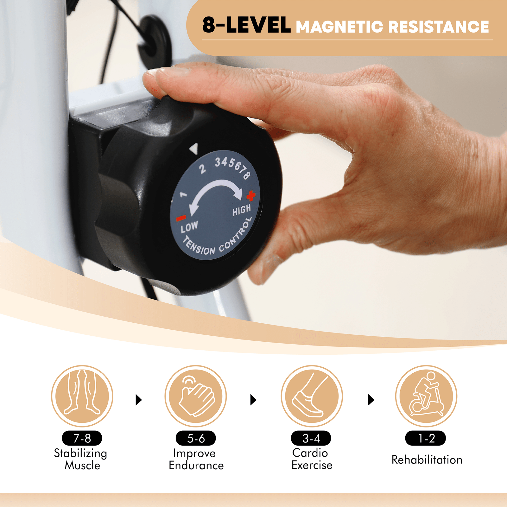 Sportnow Folding Exercise Bike with 8-Level Magnetic Resistance & Heart-Rate Sensor - Fitness Max