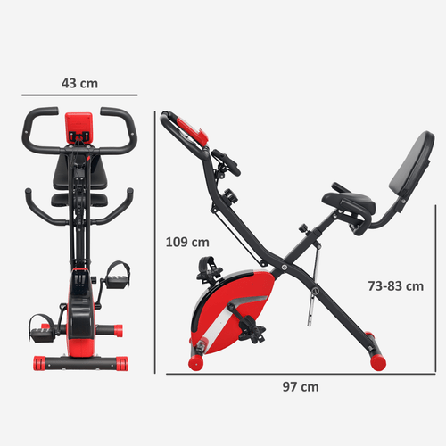 SPORTNOW Folding Exercise Bike with Arm Bands and Hand Pulse Sensor: UK Edition - Fitness Max