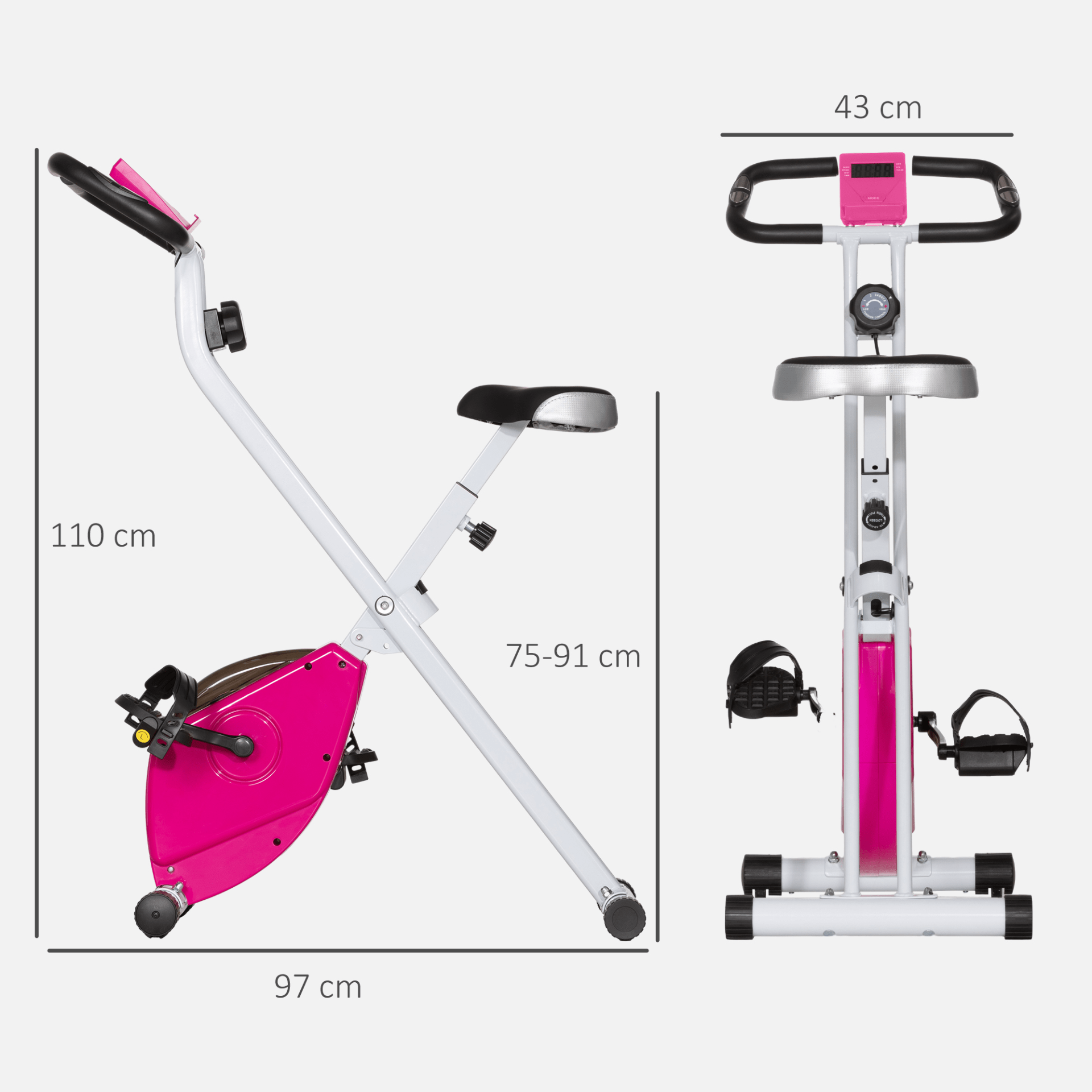 Exercise Bike SPORTNOW Folding Quiet Exercise Bike 8-Level Magnetic Resistance