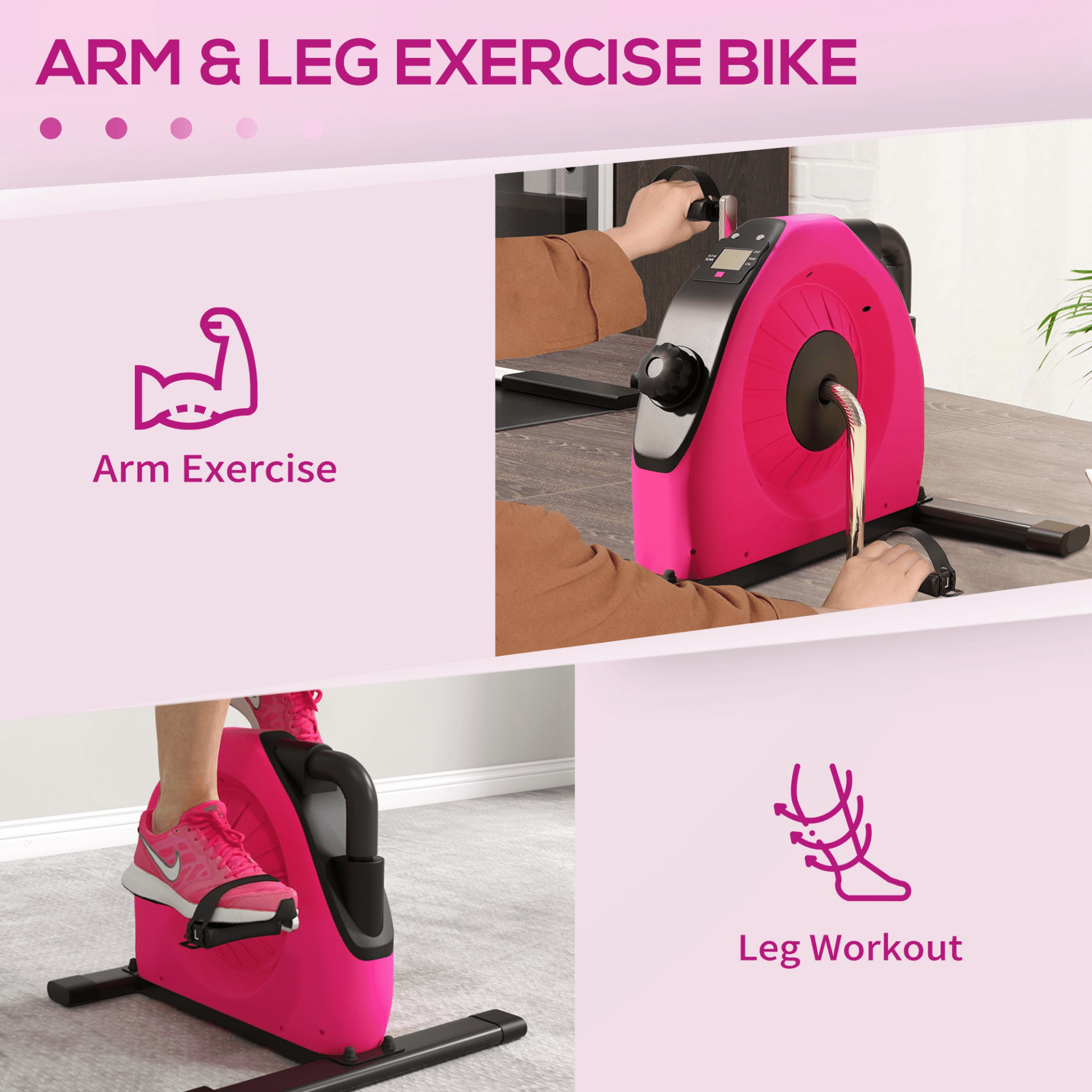 Exercise Bike SPORTNOW Mini Exercise Bike for Legs & Arms