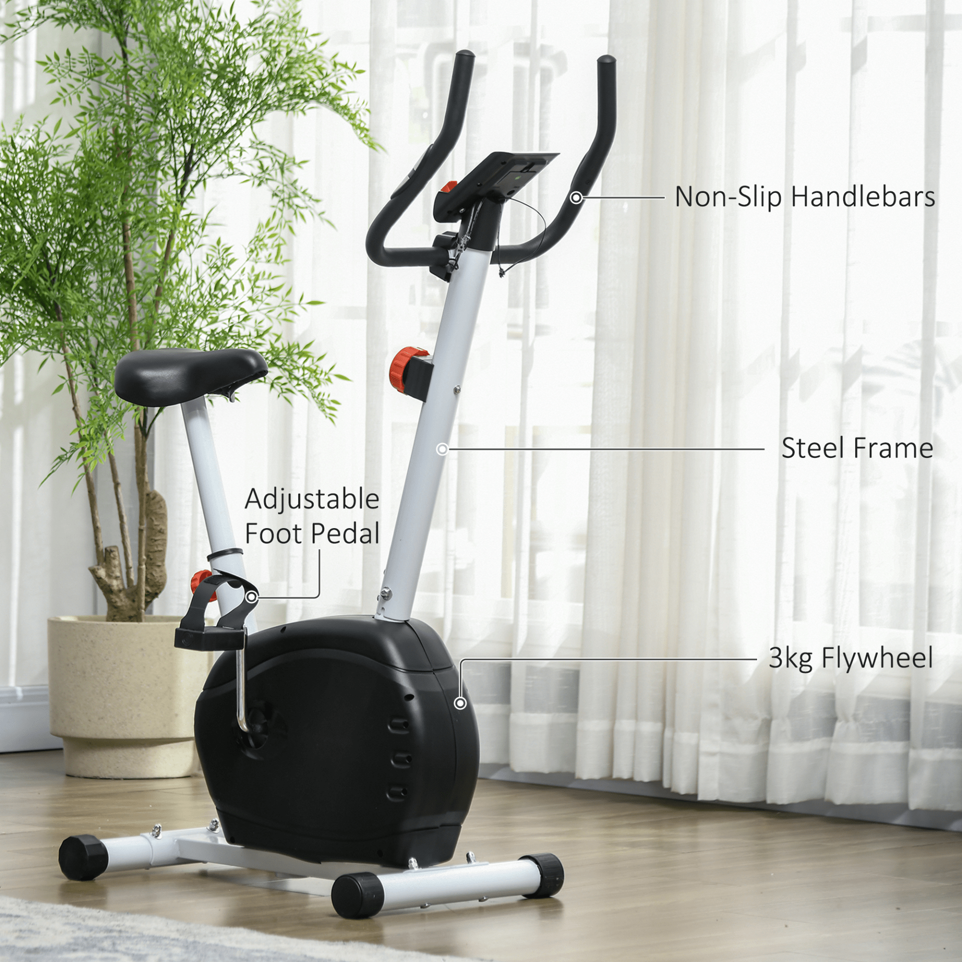 Exercise Bike SPORTNOW Silent Exercise Bike  8-Level Resistance