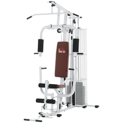 Multi Gym HOMCOM Home Gym Weight Training Station for Full Body Fitness, White