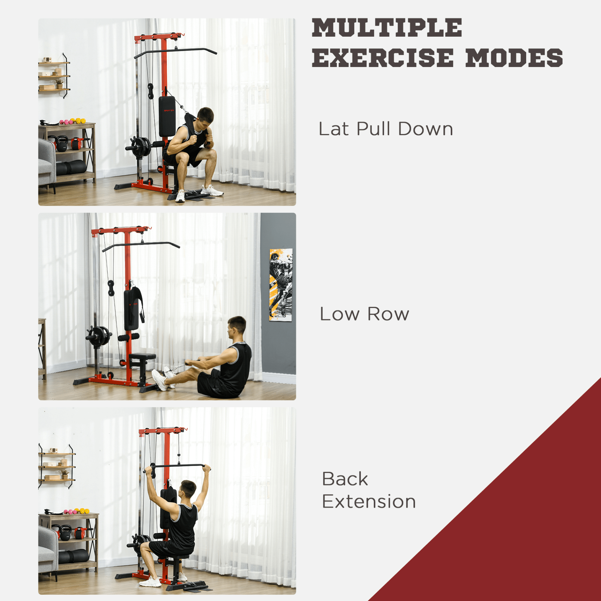 Power Tower SPORTNOW Multi-Function Power Tower with Adjustable Seat, Lat Pulldown