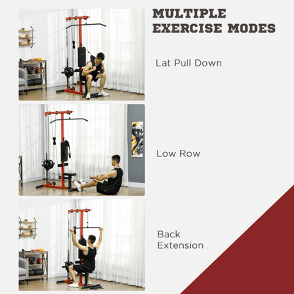 Power Tower SPORTNOW Multi-Function Power Tower with Adjustable Seat, Lat Pulldown