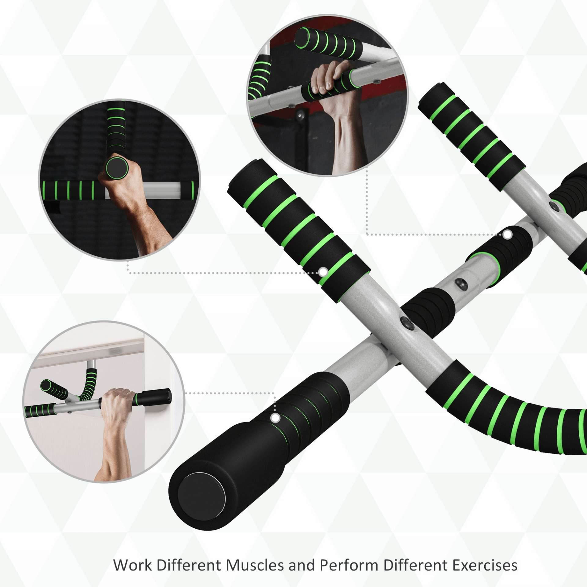 Green Doorway Pull-Up Bar for Home Fitness, Indoor Gym Upper Body Workouts - Fitness Max