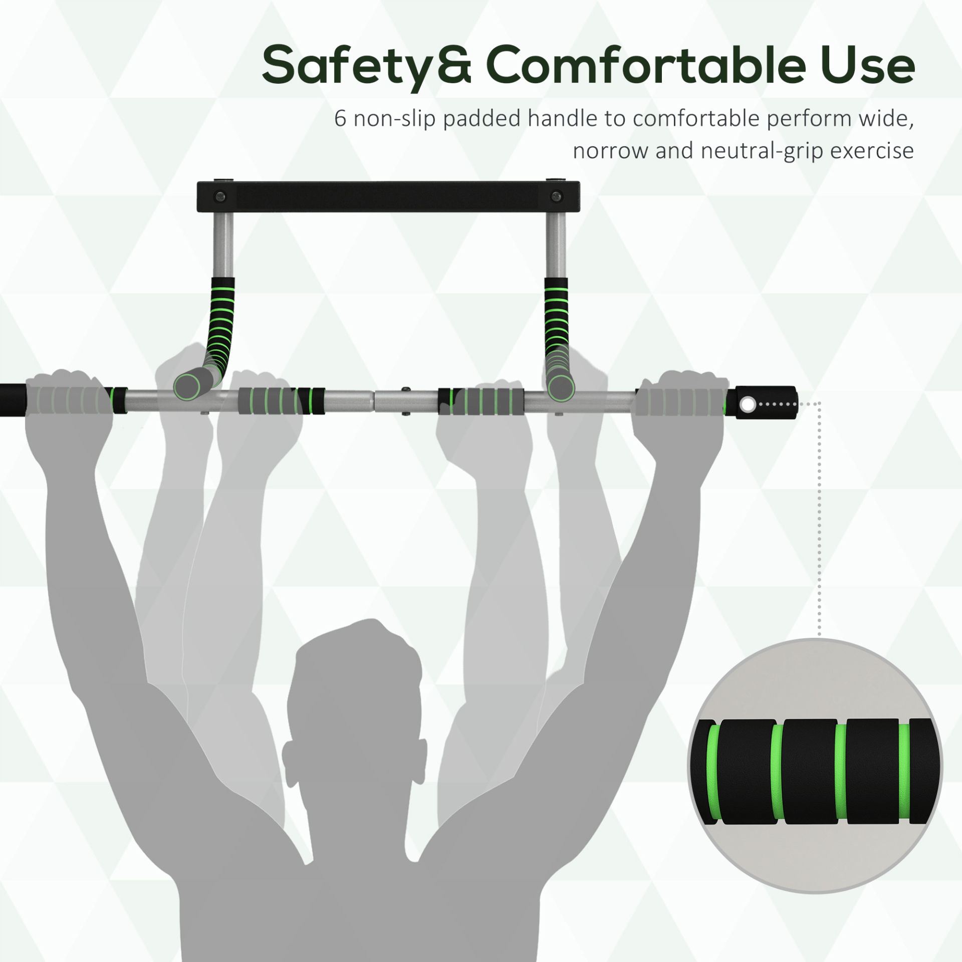 Green Doorway Pull-Up Bar for Home Fitness, Indoor Gym Upper Body Workouts - Fitness Max