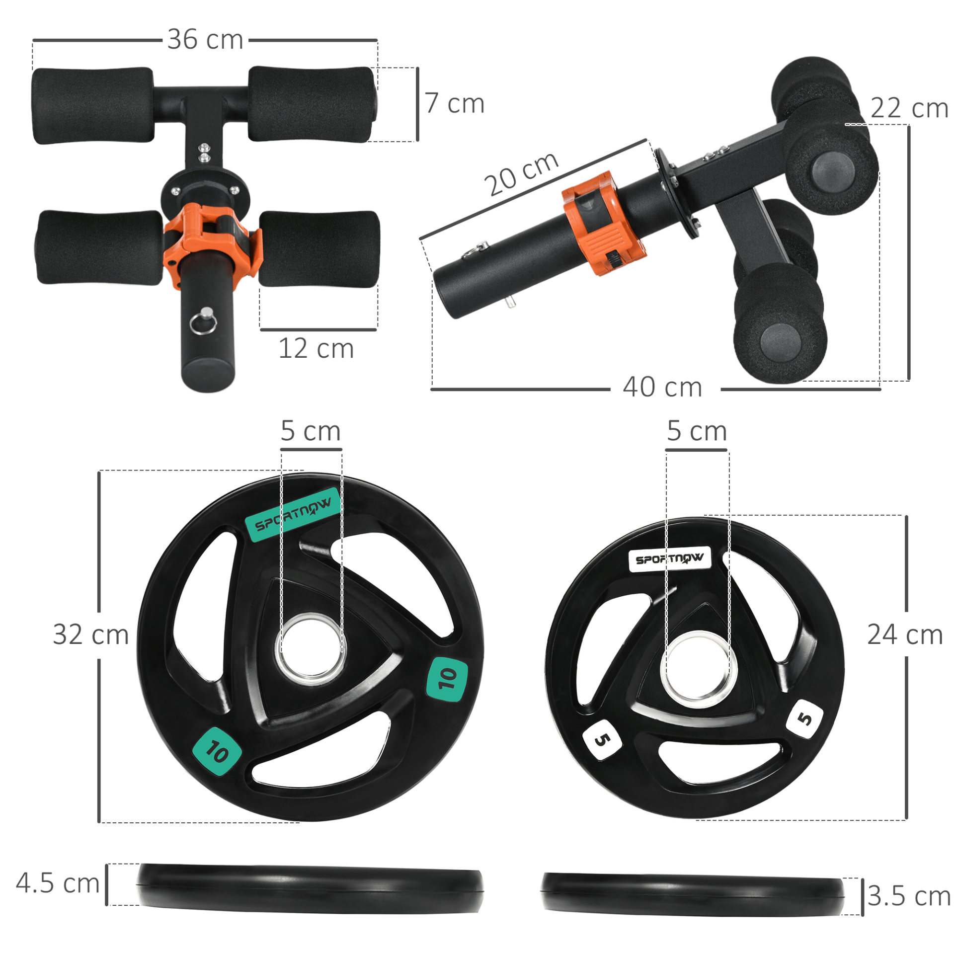 Tib Bar SPORTNOW Tib Bar with Olympic Weight Plates