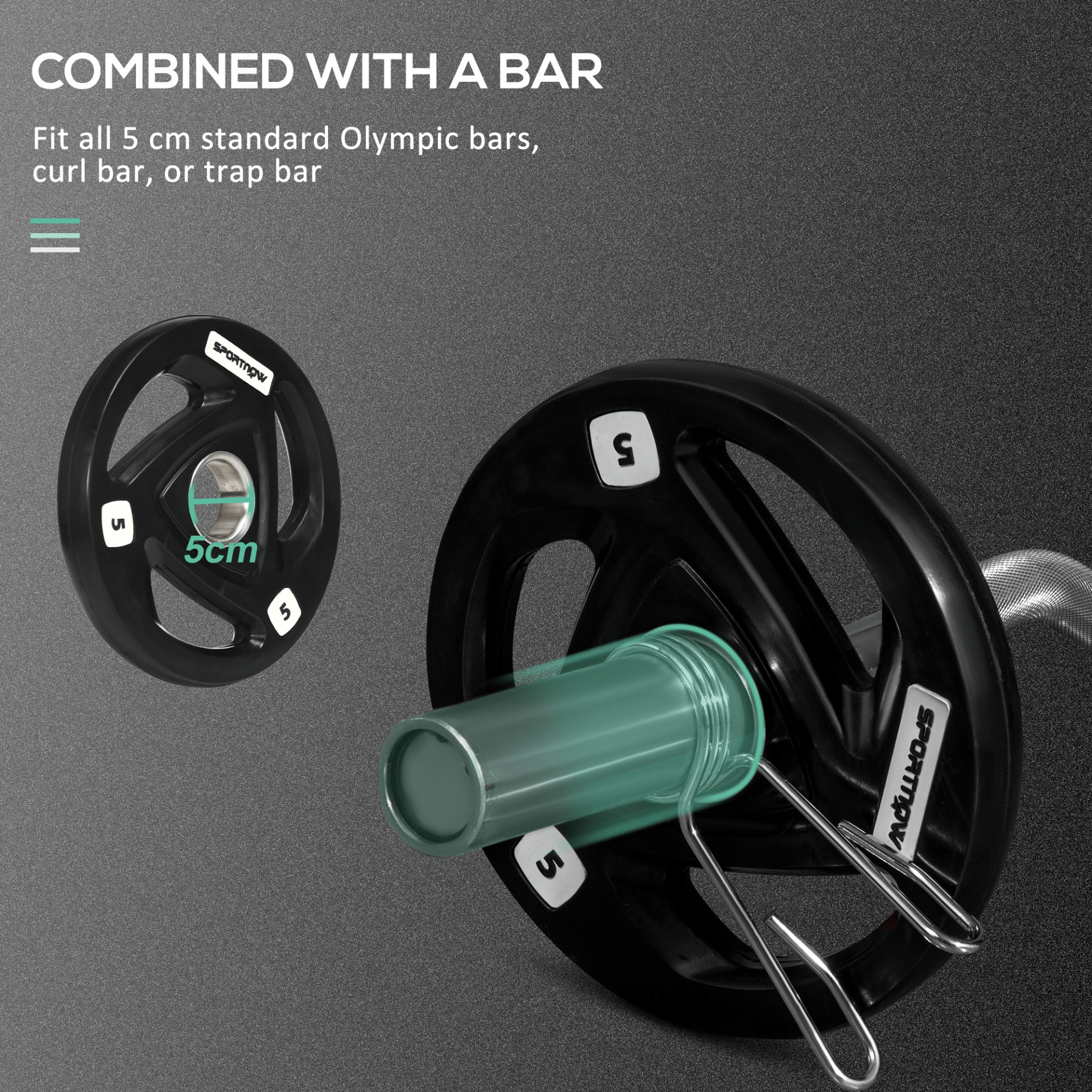 Tib Bar SPORTNOW Tib Bar with Olympic Weight Plates