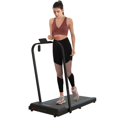 SPORTNOW 2.5HP Folding Treadmill with LED Display, Remote Control, Blue - Fitness Max