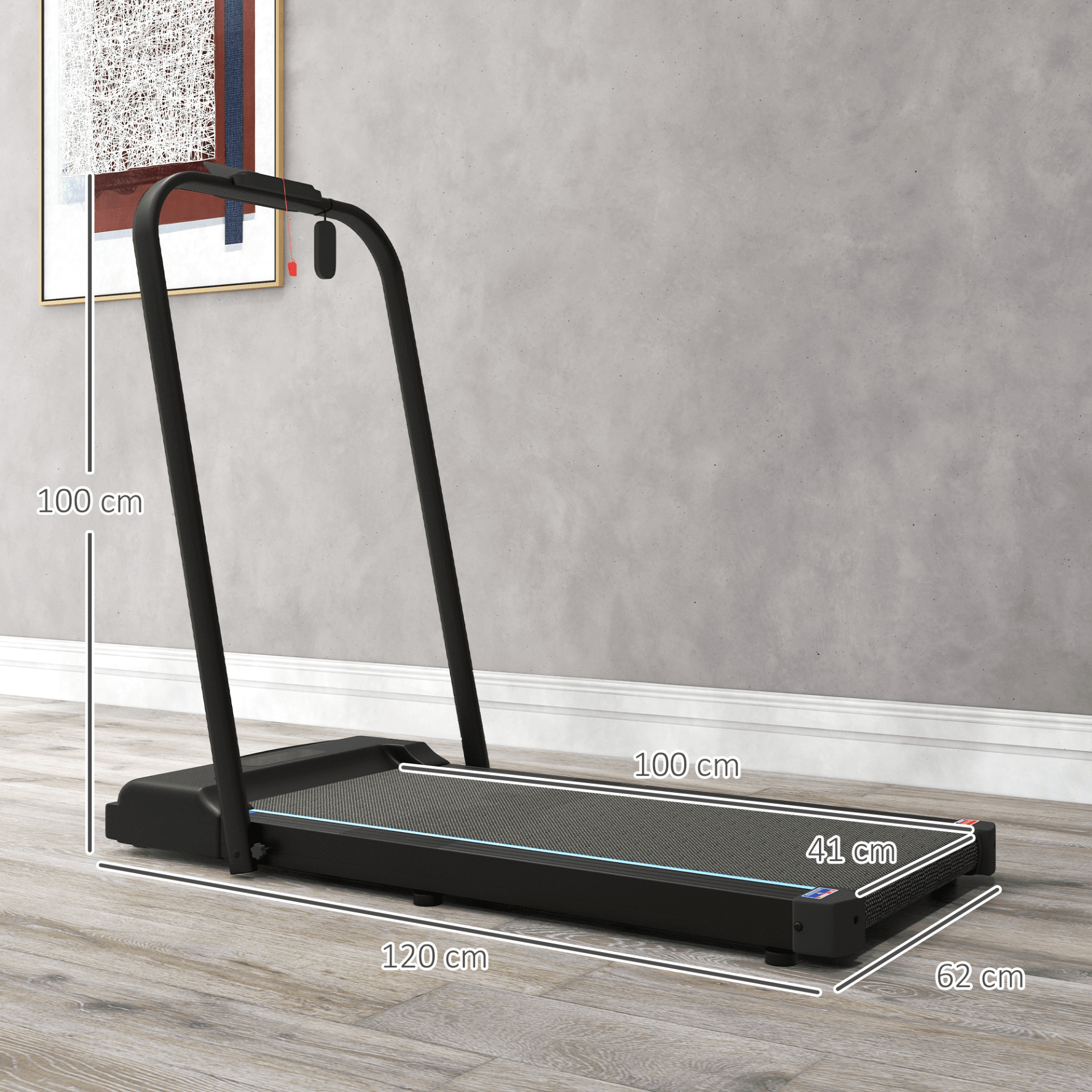 SPORTNOW 2.5HP Folding Treadmill with LED Display, Remote Control, Blue - Fitness Max