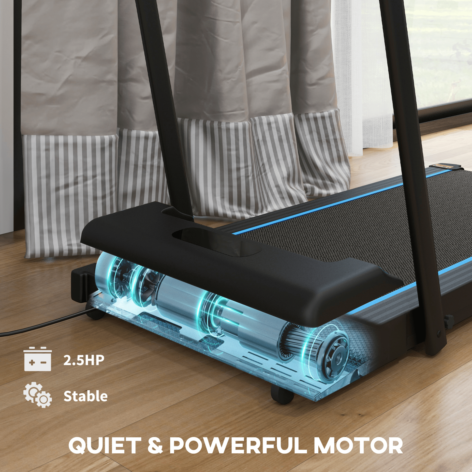 SPORTNOW 2.5HP Folding Treadmill with LED Display, Remote Control, Blue - Fitness Max
