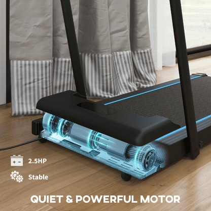 SPORTNOW 2.5HP Folding Treadmill with LED Display, Remote Control, Blue - Fitness Max
