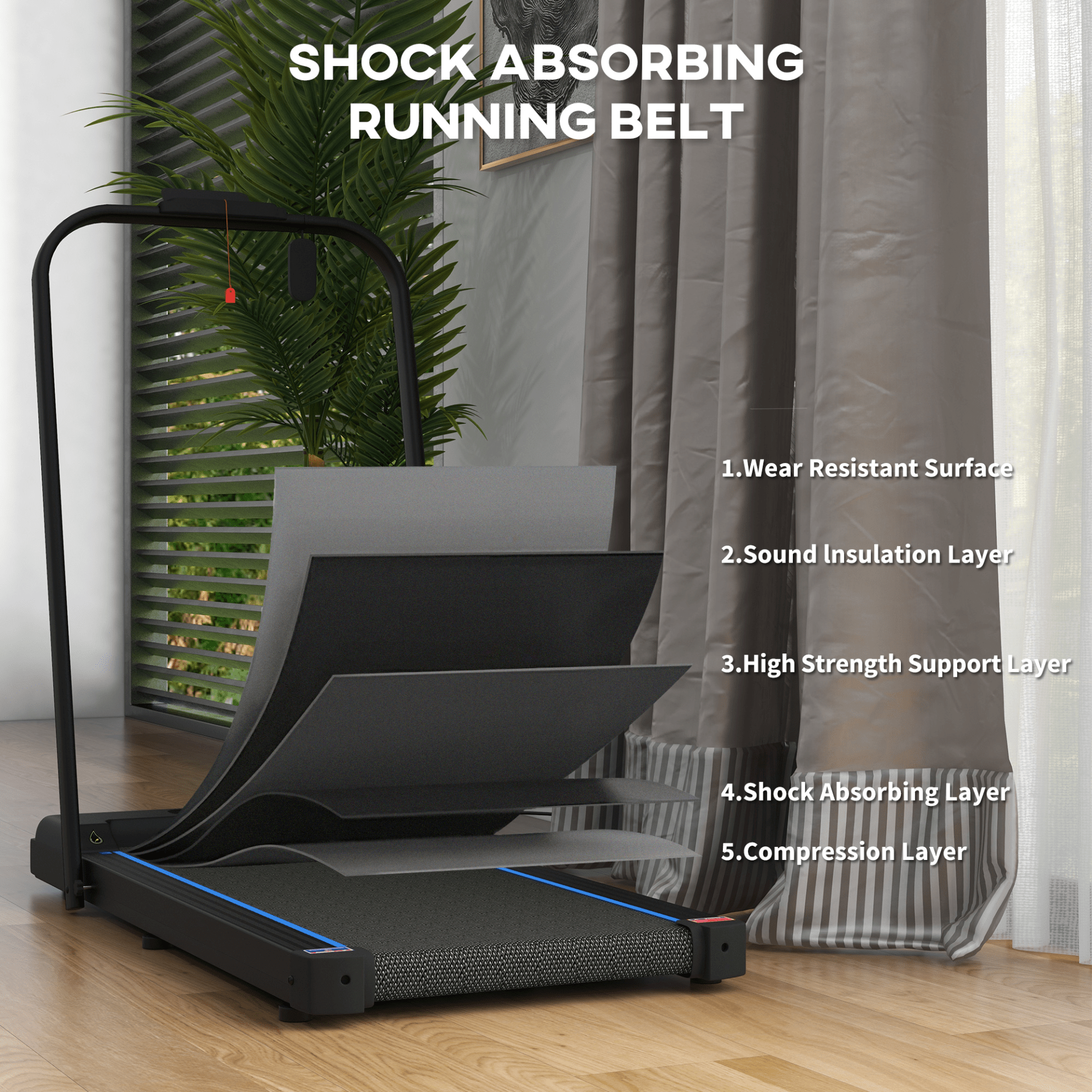 SPORTNOW 2.5HP Folding Treadmill with LED Display, Remote Control, Blue - Fitness Max