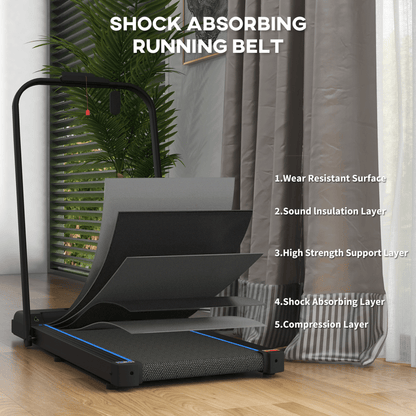 SPORTNOW 2.5HP Folding Treadmill with LED Display, Remote Control, Blue - Fitness Max