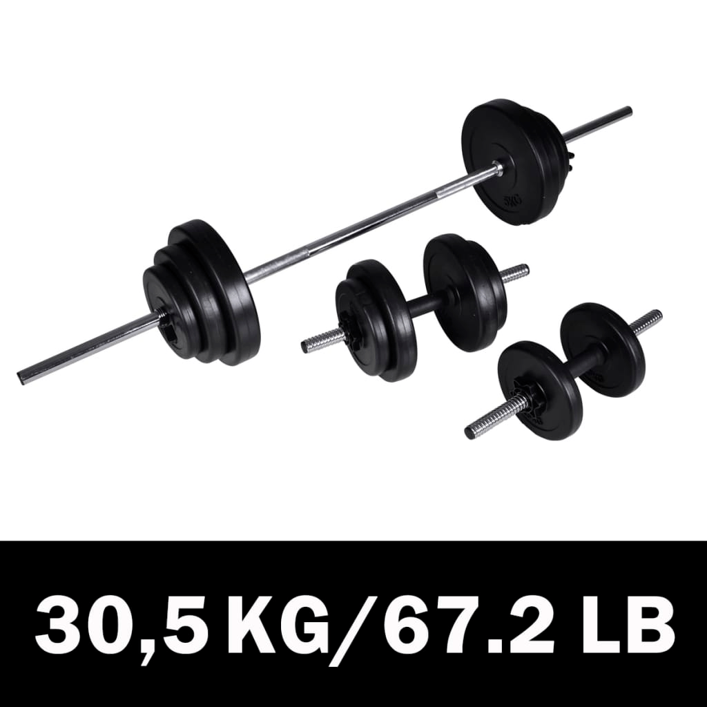 vidaXL 30.5kg Barbell and 2 Dumbbell Set for Home and Gym - Fitness Max