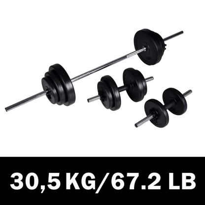 vidaXL 30.5kg Barbell and 2 Dumbbell Set for Home and Gym - Fitness Max