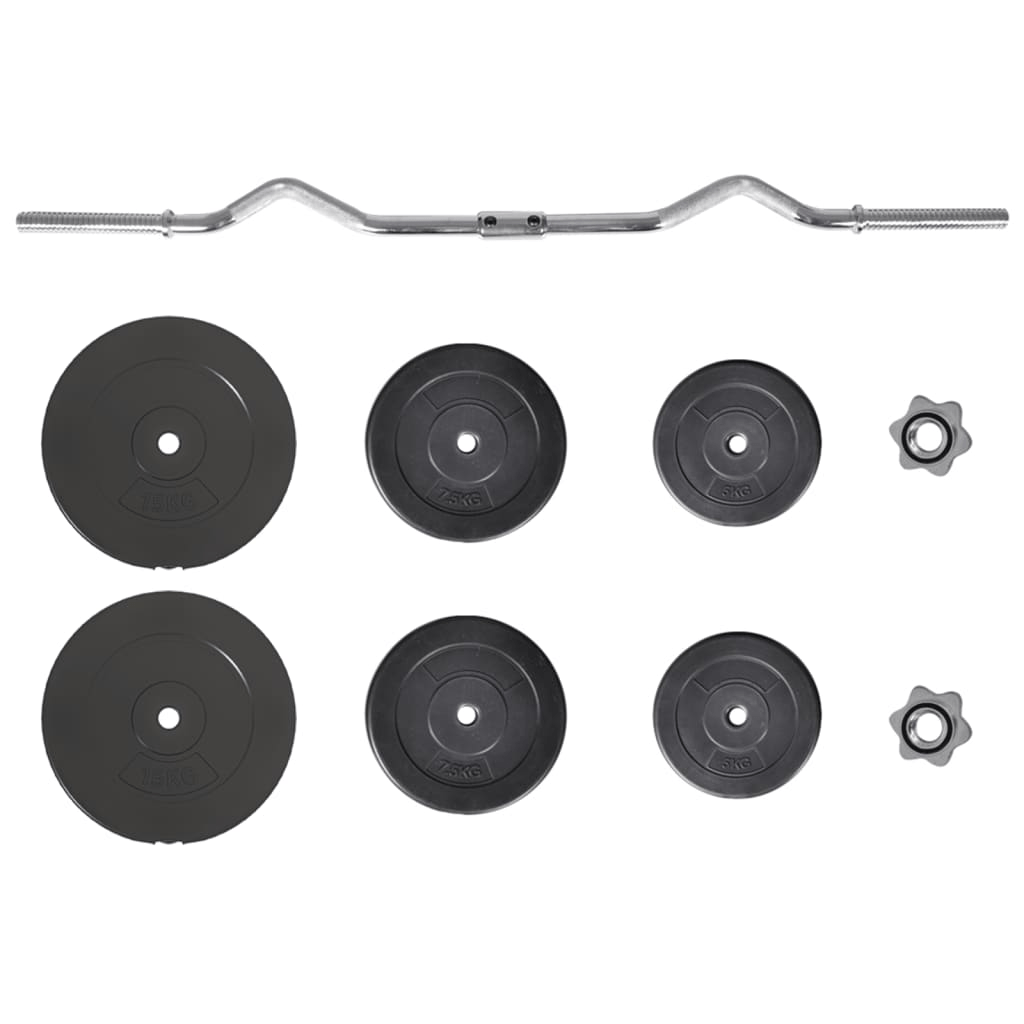 vidaXL 60 kg Curl Barbell Set for Full-Body Training - Fitness Max