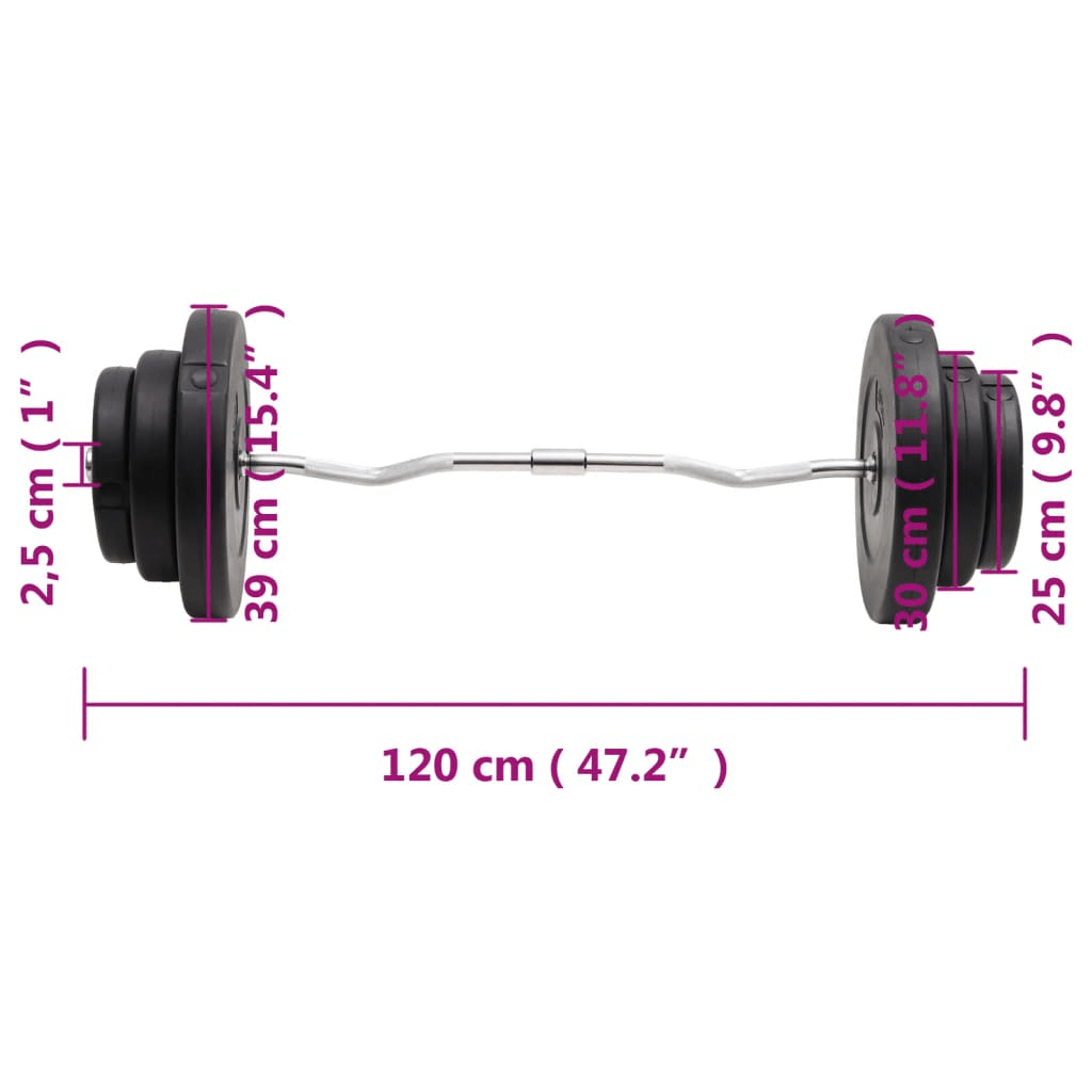 vidaXL 60 kg Curl Barbell Set for Full-Body Training - Fitness Max
