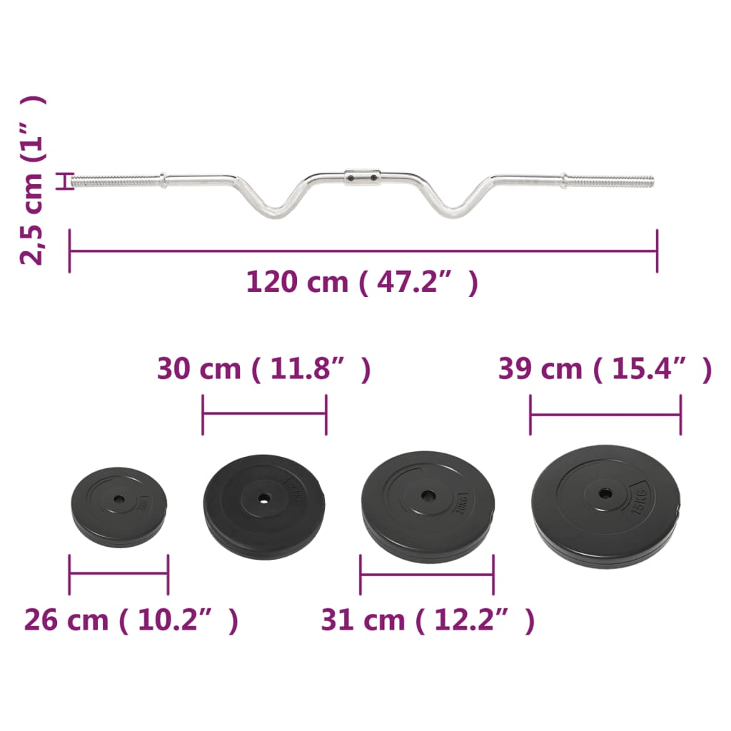 vidaXL Curl Barbell with 90 kg Plates: Versatile Equipment for Sculpting Strength - Fitness Max