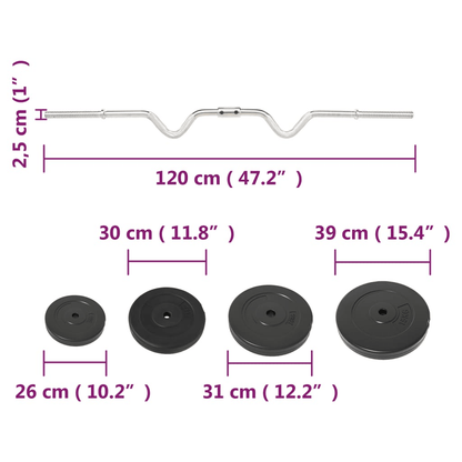 vidaXL Curl Barbell with 90 kg Plates: Versatile Equipment for Sculpting Strength - Fitness Max