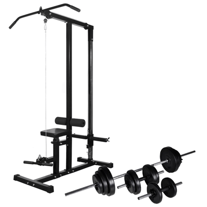Power Tower vidaXL Power Tower with Barbell and Dumbbell Set