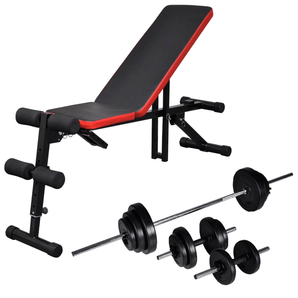 vidaXL Sit-up Bench with Barbell and Dumbbell Set for Home Gym - Fitness Max