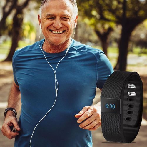 BAS-Tek Classic Bluetooth Fitness Tracker Bracelet in Black - Fitness Max