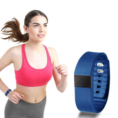 BAS-Tek Classic Fitness Bluetooth OLED Sports Activity Bracelet in Navy. - Fitness Max
