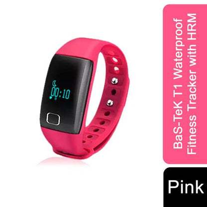BaS-TeK T1 Waterproof Fitness Tracker with Heart Rate Monitor in Pink - Fitness Max