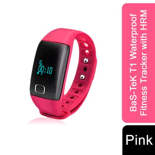 BaS-TeK T1 Waterproof Fitness Tracker with Heart Rate Monitor in Pink - Fitness Max