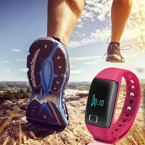 BaS-TeK T1 Waterproof Fitness Tracker with Heart Rate Monitor in Pink - Fitness Max
