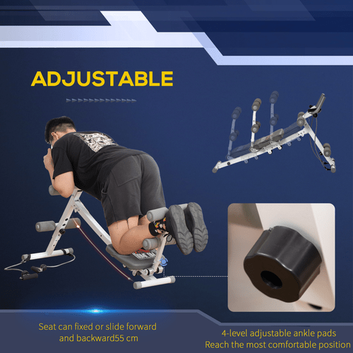 Foldable Adjustable Steel Frame Abdominal Trainer for Core Workout Exercise - Fitness Max