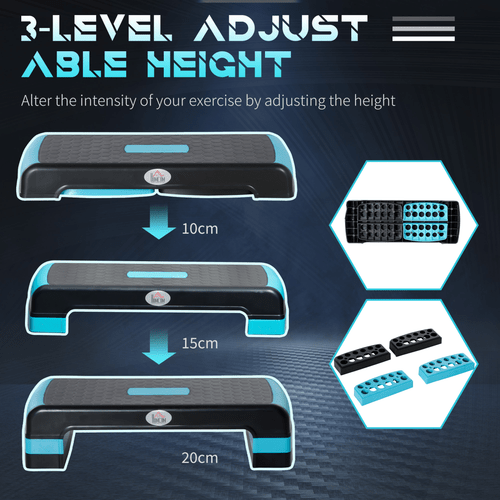 Adjustable Three-Level Aerobic Step Exercise Stepper for Home and Office - Fitness Max