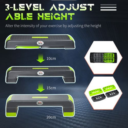 HOMCOM Three-Level Adjustable Aerobic Step Exercise Stepper for Home Office - Fitness Max