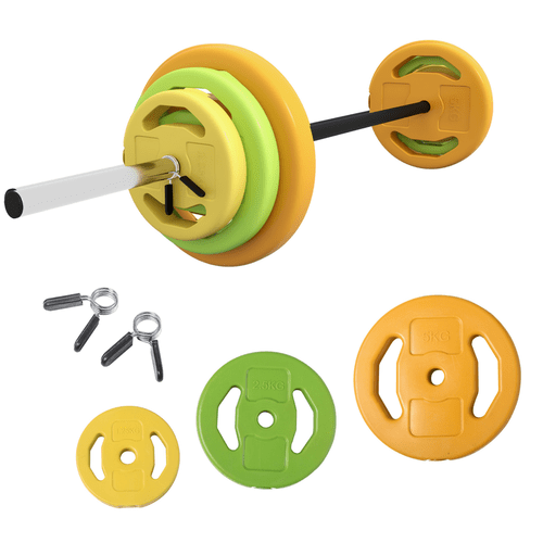HOMCOM 20kg Barbell Set with Non-slip Handle for Strength Training - Fitness Max