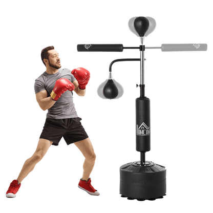 3-in-1 Punching Bag with Stand, 2 Speedballs, 360 Relax Bar by HOMCOM - Fitness Max
