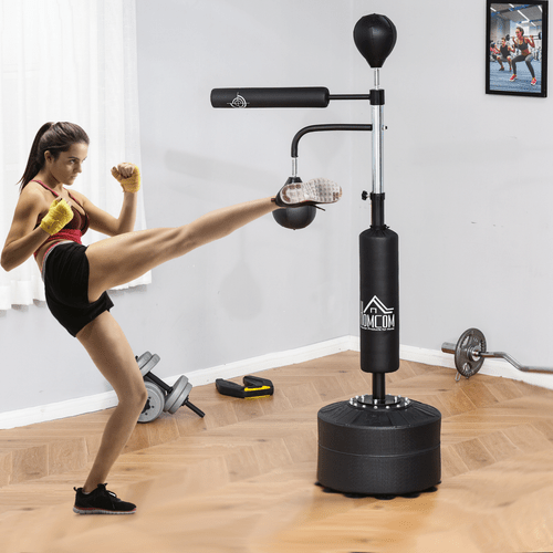 3-in-1 Punching Bag with Stand, 2 Speedballs, 360 Relax Bar by HOMCOM - Fitness Max