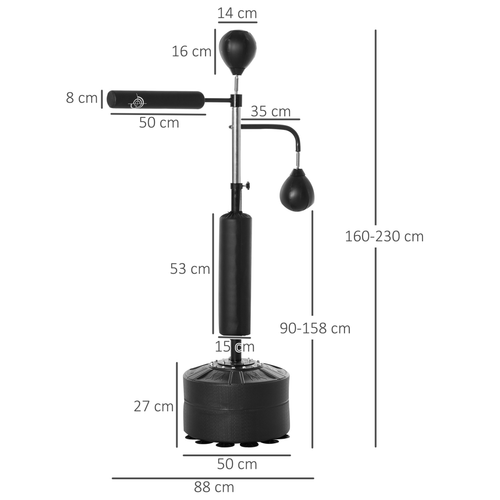 3-in-1 Punching Bag with Stand, 2 Speedballs, 360 Relax Bar by HOMCOM - Fitness Max