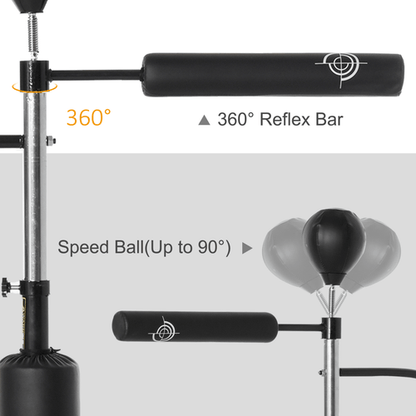3-in-1 Punching Bag with Stand, 2 Speedballs, 360 Relax Bar by HOMCOM - Fitness Max