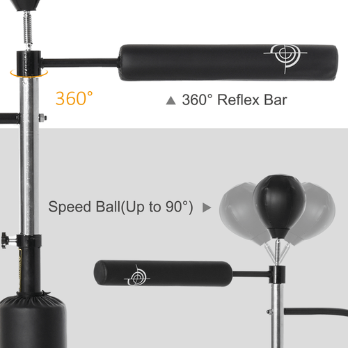 3-in-1 Punching Bag with Stand, 2 Speedballs, 360 Relax Bar by HOMCOM - Fitness Max