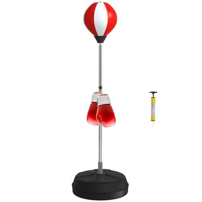 Boxing HOMCOM Red Boxing Bag Set with Adjustable Height Stand